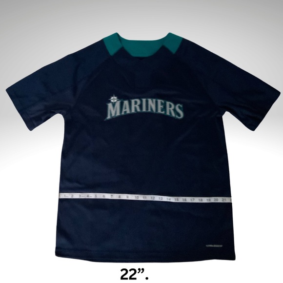 Majestic Coolbase Seattle Mariners Baseball Pullover Snap Neck Large Navy Jersey - Picture 12 of 16